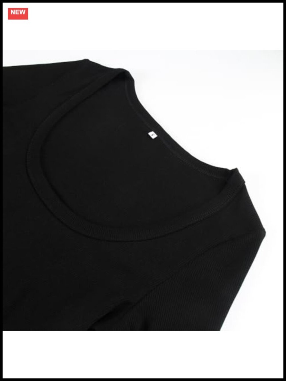 Artfish Women's Square Neck Long Sleeve Ribbed Slim Fitted Crop Top - Picture 2 of 6